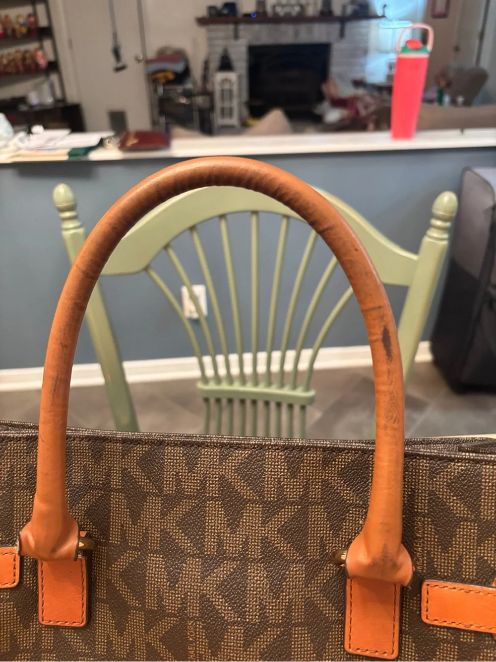 Michael Kors Hamilton Brown Signature MK Logo Large Tote Shoulder Bag